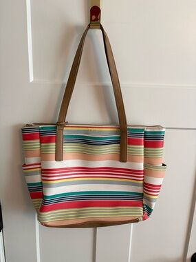 Relic Oh Happy Day Striped Canvas Tote - Multi-Color Summer Shoulder Bag